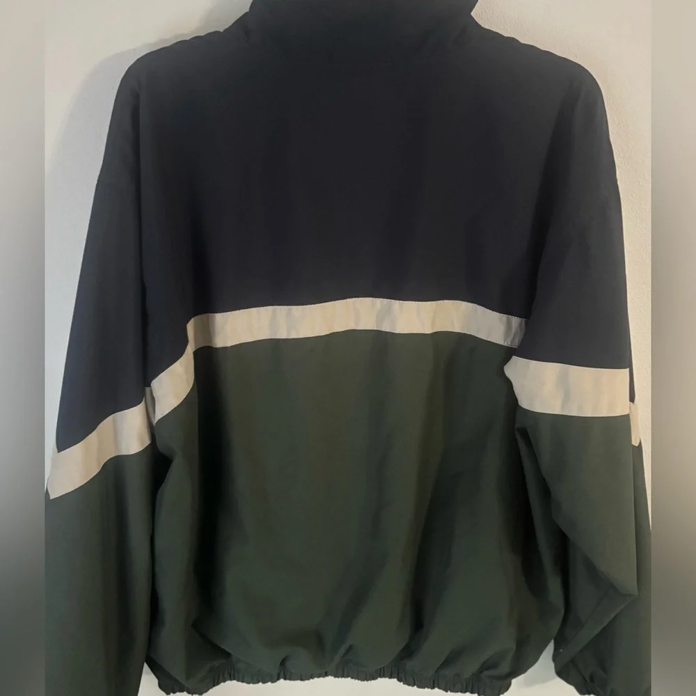 Champion Men's Black & Olive Colorblock Windbreaker with Cream Accents